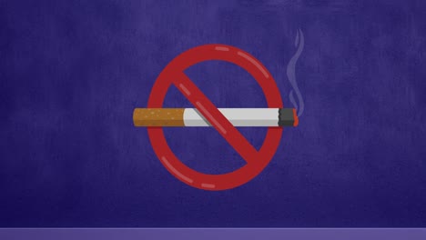 Animation-of-no-smoking-symbol-over-dark-purple-background