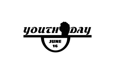 Animation-of-youth-day-june-16-text-over-white-background