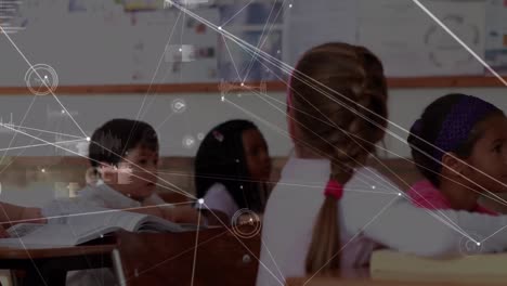 Animation-Des-Netzwerks-Von-Verbindungen-Zwischen-Verschiedenen-Schülern-Und-Einer-Lehrerin