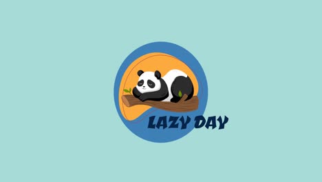 Animation-of-lazy-day-text-and-panda-over-green-background