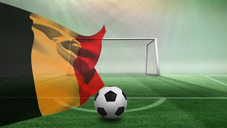 Animation-of-flag-of-germany-over-soccer-field-and-ball