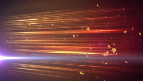 Animation-of-light-trails-and-stars-on-black-background