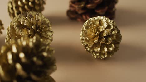 Video-of-pine-cones-lying-on-beige-surface