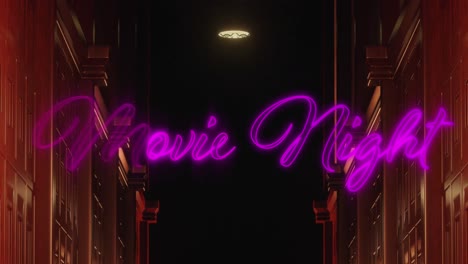 Animation-of-neon-movie-night-over-scary-narrow-corridor