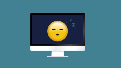 Animation-Des-Emoji-Symbols-über-Dem-Computer