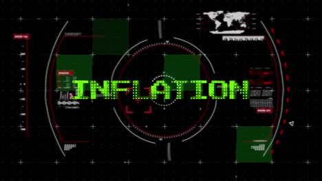 Animación-Del-Texto-De-Inflación-En-Verde-Sobre-Los-Datos-De-Procesamiento-De-La-Interfaz-Del-Escáner