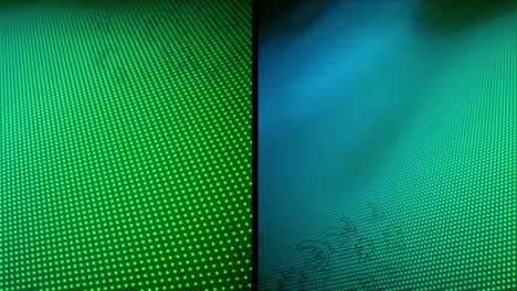 Animation-of-light-spots-and-shapes-over-green-background