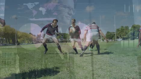 Animation-of-financial-data-processing-over-diverse-rugby-players-and-businessman