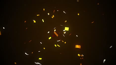 Animation-of-confetti-falling-over-black-background