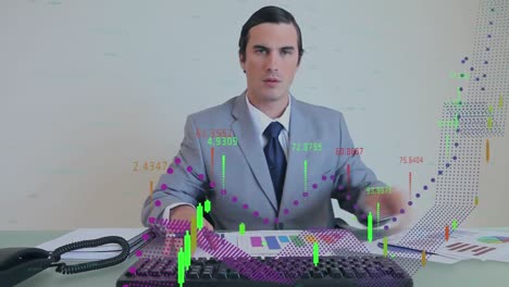 Animation-Der-Datenverarbeitung-über-Einen-Kaukasischen-Geschäftsmann-Im-Büro