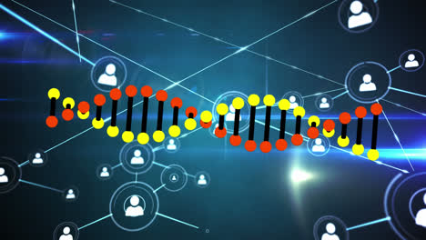 Animation-of-connections-and-data-processing-over-dna-strand