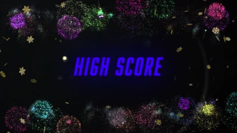 Animation-of-high-score-text-over-fireworks