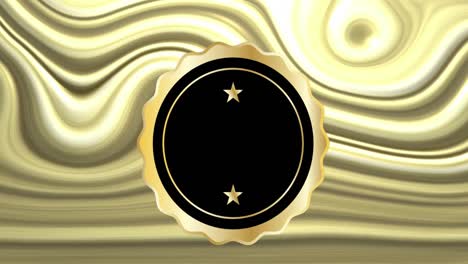 Animation-of-circle-with-stars-over-moving-golden-background
