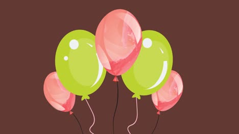 Animation-of-school-days-text-over-balloons-on-brown-background
