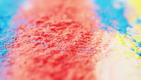 Video-of-close-up-of-multi-coloured-powders-with-copy-space-on-white-background
