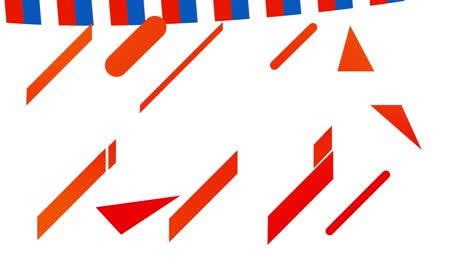 Animation-of-red-abstract-shapes-with-copy-space-against-american-flag-design