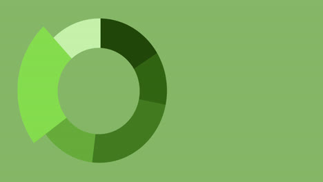 Animation-of-pie-chart-financial-data-processing-over-green-background
