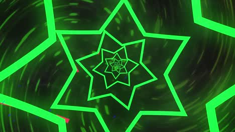 Animation-of-neon-green-trails-moving-over-stars
