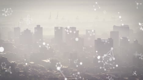 Animation-of-molecules-and-data-processing-over-cityscape