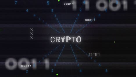 Animation-of-crypto-text-with-changing-numbers-and-circuit-board-pattern-against-black-background