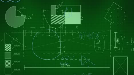 Animation-of-mathematical-data-processing-over-green-background