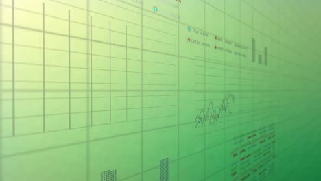 Animation-of-statistical-and-stock-market-data-processing-against-green-gradient-background