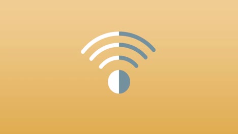 Animation-of-wi-fi-symbol-against-yellow-gradient-background
