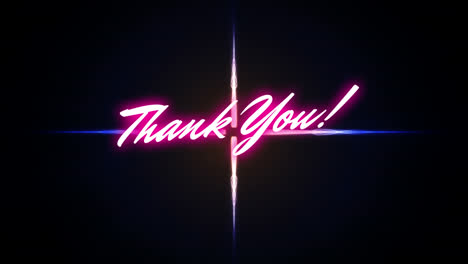 Animation-of-neon-thank-you-text-over-glowing-cross-on-black-background