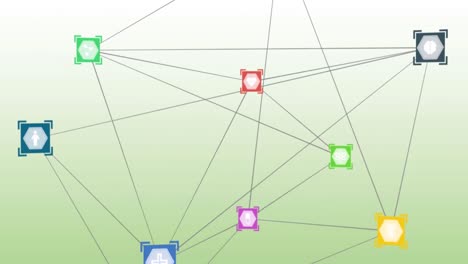 Animation-of-network-of-digital-icons-against-green-gradient-background