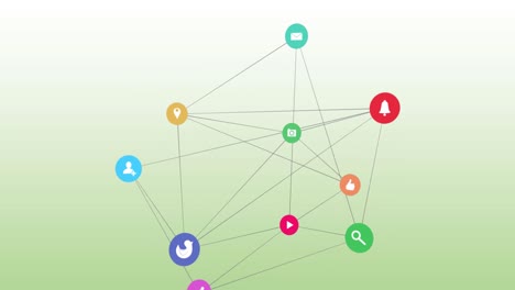 Animation-of-network-of-digital-icons-against-green-gradient-background