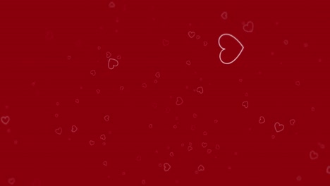 Animation-of-heart-icons-floating-against-copy-space-on-red-background