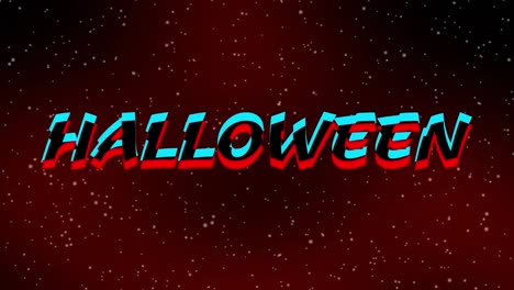 Animation-of-white-particles-over-halloween-text-banner-against-red-and-black-gradient-background