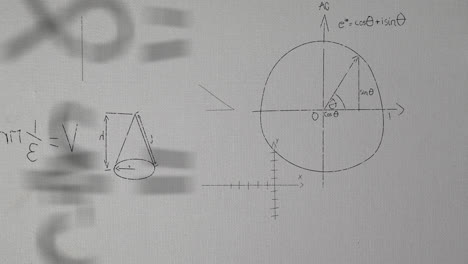Animation-Mathematischer-Gleichungen-Und-Formeln,-Die-Vor-Grauem,-Strukturiertem-Hintergrund-Schweben