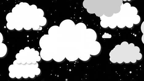 Animation-of-white-clouds-over-black-background
