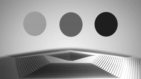 Animation-Grauer-Kreise-über-Einer-Sich-Bewegenden-Grauen-Sechseckigen-Oberfläche-Mit-Grauem-Hintergrund