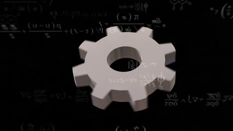 Animation-of-turning-cog-and-mathematical-equations-over-black-background