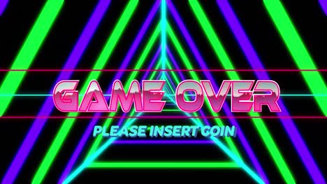 Animation-of-game-over,-please-insert-text-over-looping-triangular-tunnel-against-black-background