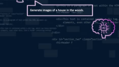 Animation-of-ai-text-and-icons,-computer-data-processing-over-dark-background