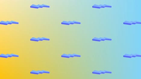 Animation-of-blue-lightning-icons-repeated-on-yellow-and-green-background