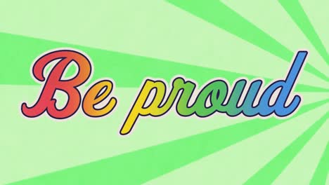 Animation-Des-„Be-Pride“-Textbanners-Gegen-Radiale-Strahlen-In-Nahtlosem-Muster-Auf-Grünem-Hintergrund