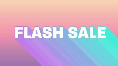 Animation-of-flash-sale-text-banner-with-stretched-shadow-effect-against-pink-gradient-background