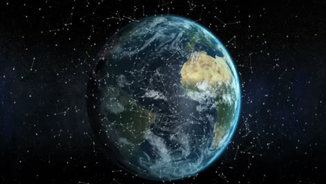 Globale-Online-Verbindungen-Und-Datenverarbeitung.-Das-Bild-Der-Erde-Befindet-Sich-Im-Weltraum,-Mit-Grünem-Netzwerk