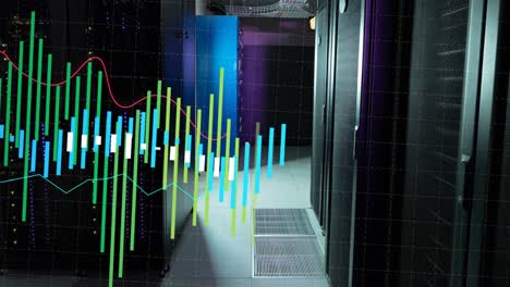 Animation-of-multicolored-graphs-over-data-server-racks-in-server-room