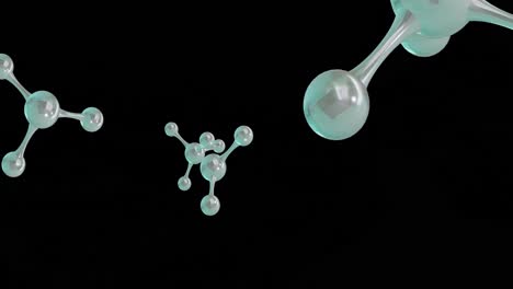Animation-Von-3D-Mikromolekülen-Auf-Schwarzem-Hintergrund