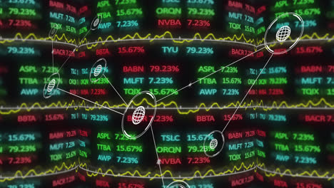 Animation-of-network-of-conncetions-with-icons-over-stock-market