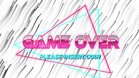 Animation-of-game-over-text-banner-against-wavy-lines-in-seamless-pattern-on-white-background