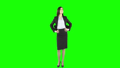 Standing-businesswoman-looking-around
