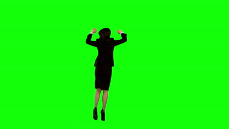 Geschäftsfrau-Springt-Auf-Grünem-Bildschirm