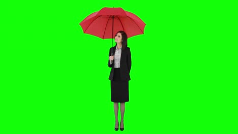 Geschäftsfrau-Steht-Unter-Regenschirm