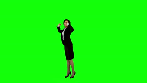 Businesswoman-jumping-on-green-screen